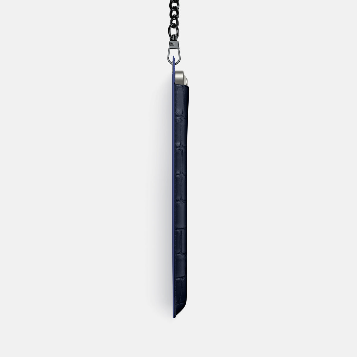 Navy Blue iPhone 16 Pro Max Crossbody Bag Alligator with Black Metal -4 | Navy-Blue-Black