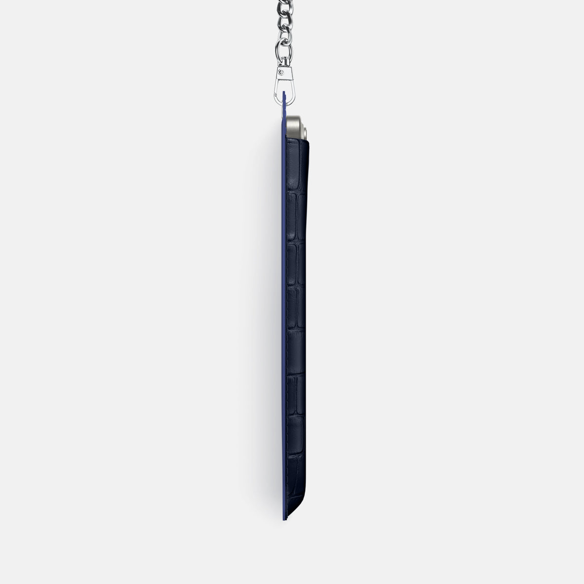 Navy Blue iPhone 16 Pro Max Crossbody Bag Alligator with Steel Metal -4 | Navy-Blue-Steel