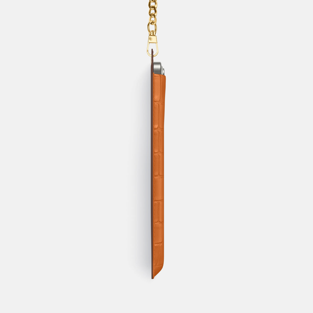 Orange iPhone 16 Pro Max Crossbody Bag Alligator with Gold Metal -4 | Orange-Gold