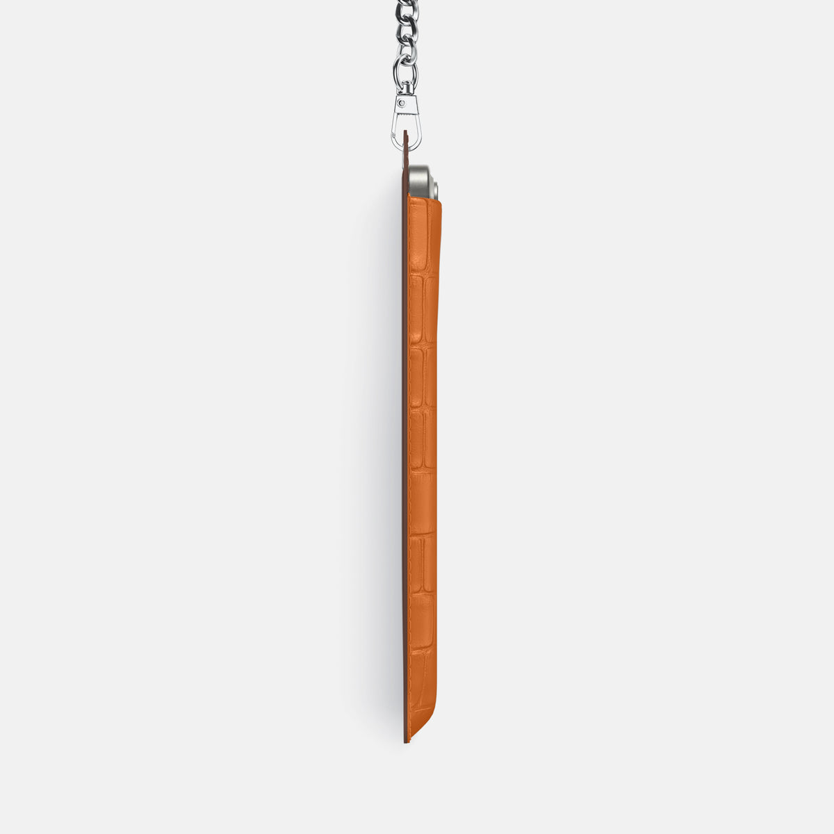 Orange iPhone 16 Pro Max Crossbody Bag Alligator with Steel Metal -4 | Orange-Steel