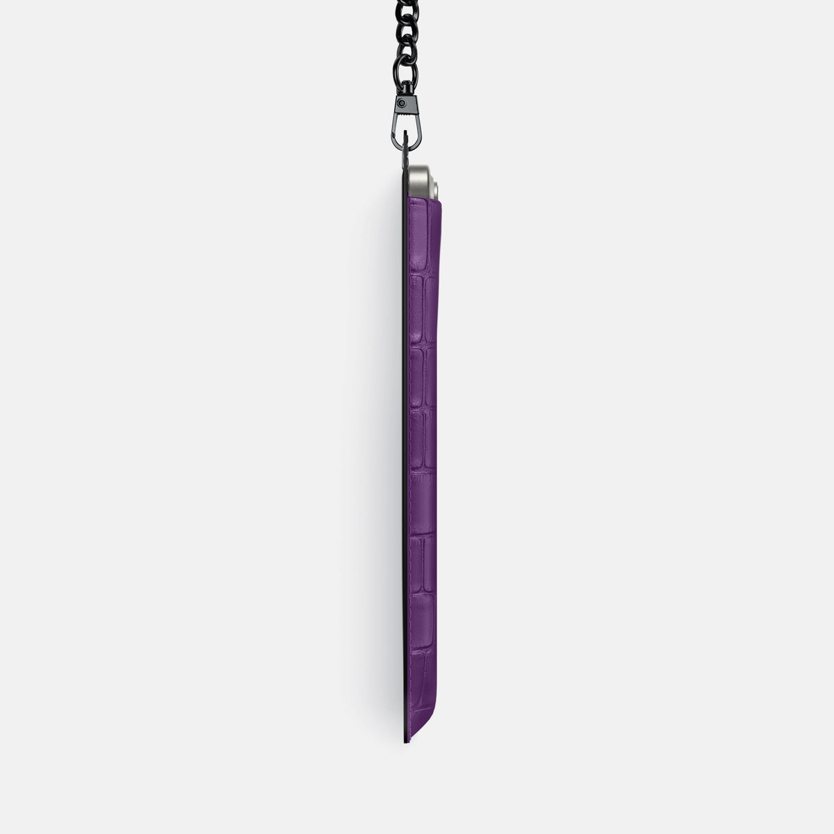 Purple iPhone 16 Pro Max Crossbody Bag Alligator with Black Metal -4 | Purple-Black