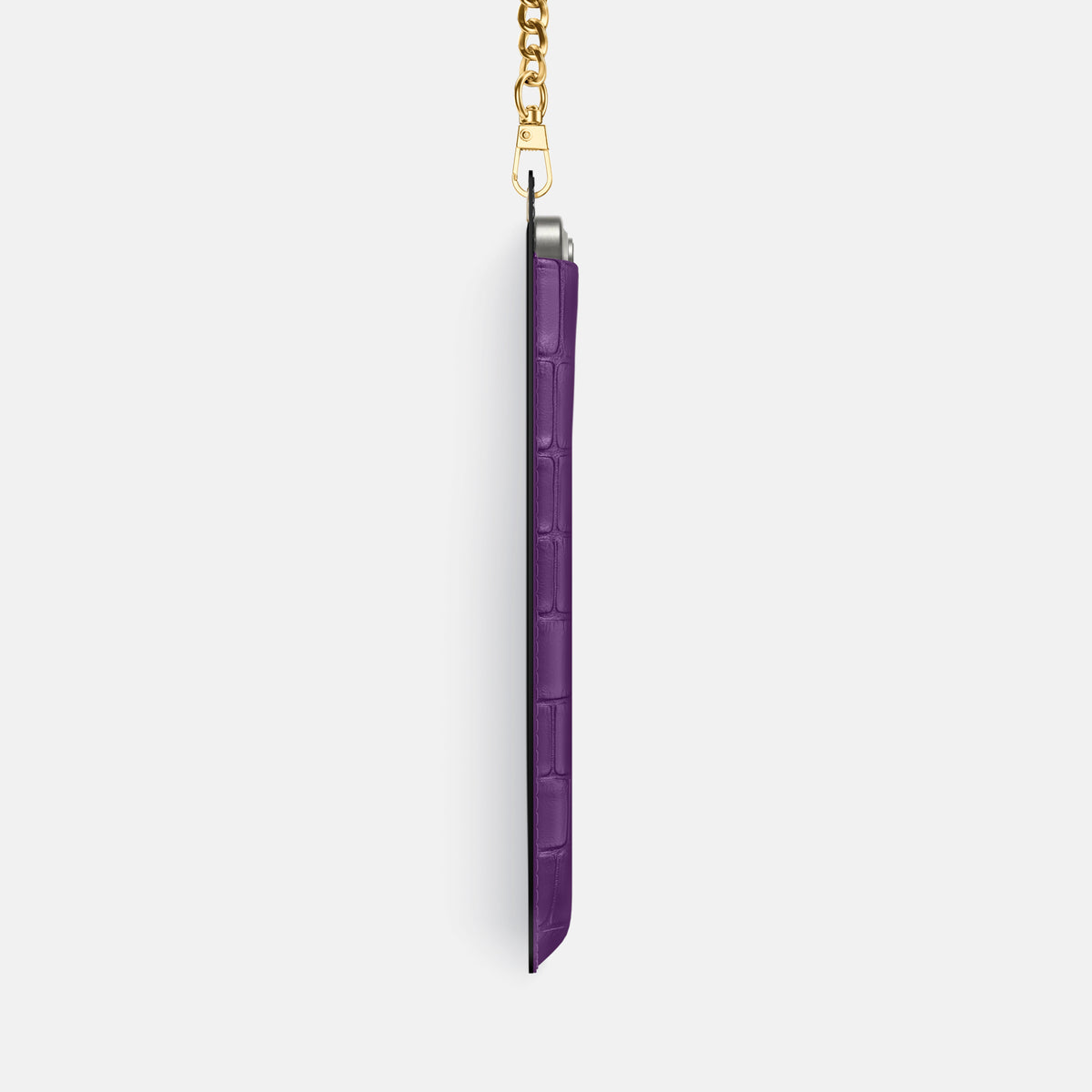 Purple iPhone 16 Pro Max Crossbody Bag Alligator with Gold Metal -4 | Purple-Gold