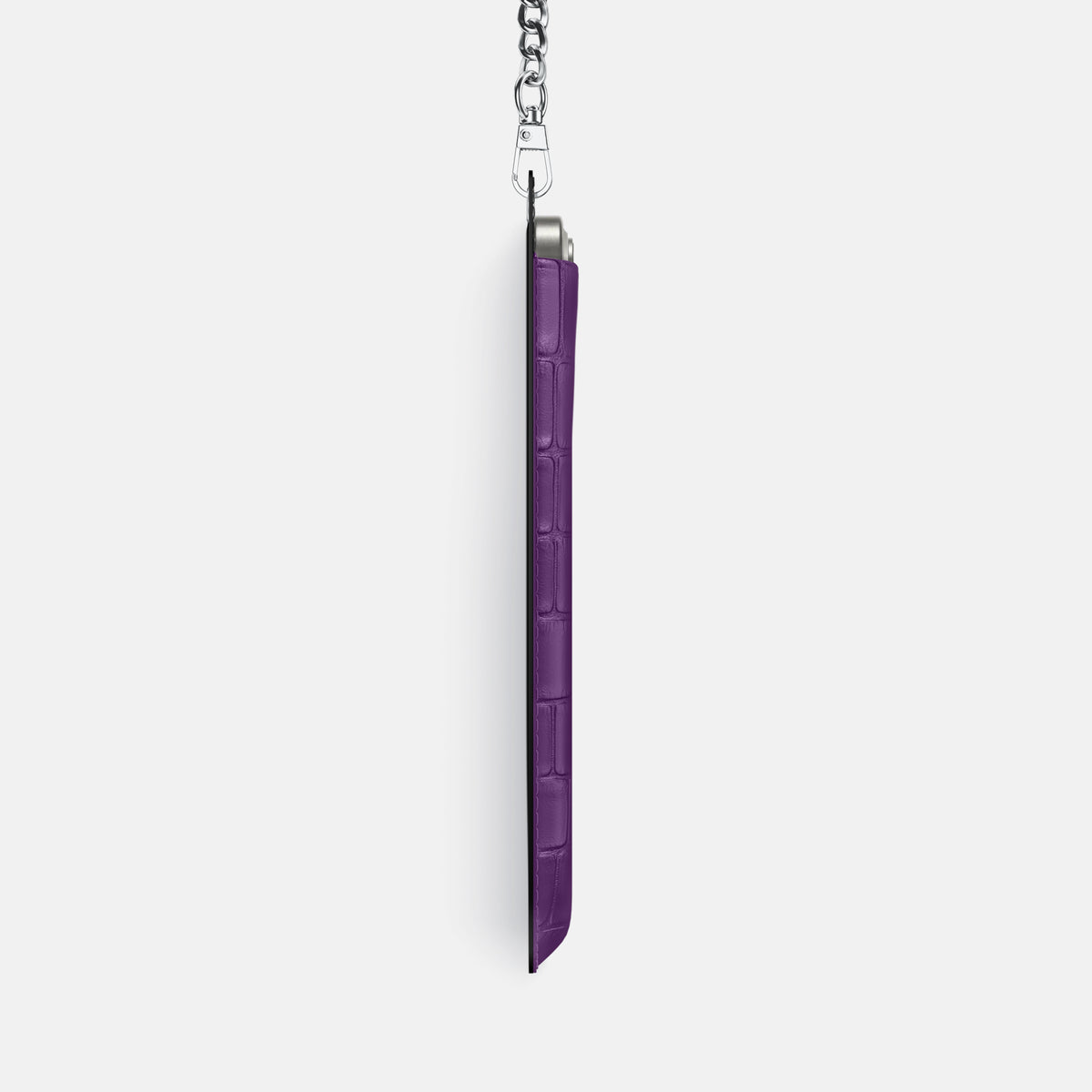 Purple iPhone 16 Pro Max Crossbody Bag Alligator with Steel Metal -4 | Purple-Steel