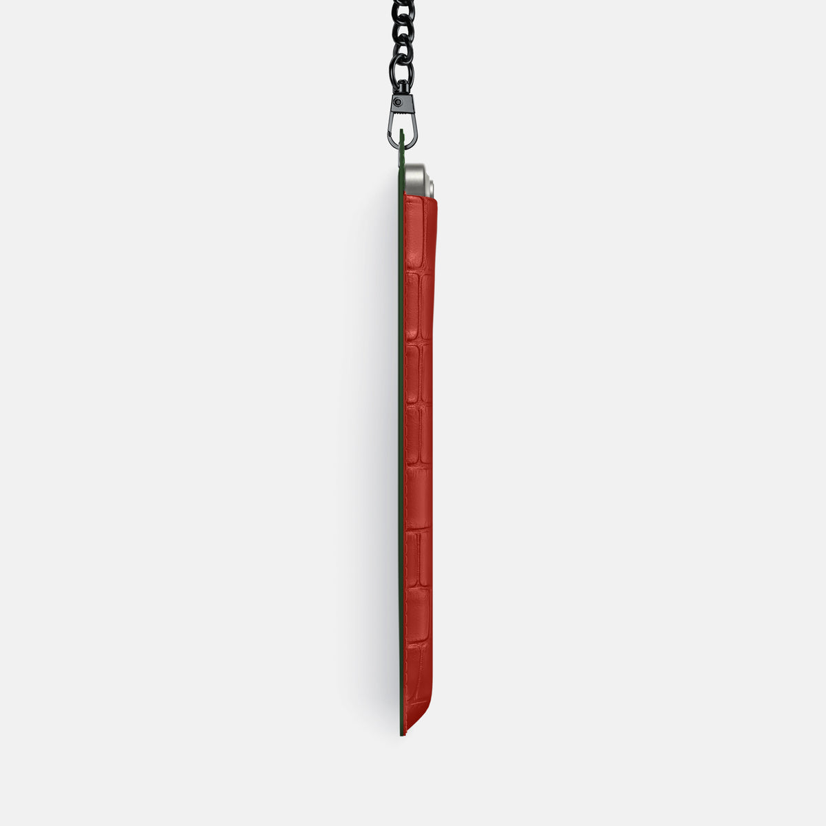 Red iPhone 16 Pro Max Crossbody Bag Alligator with Black Metal -4 | Red-Black