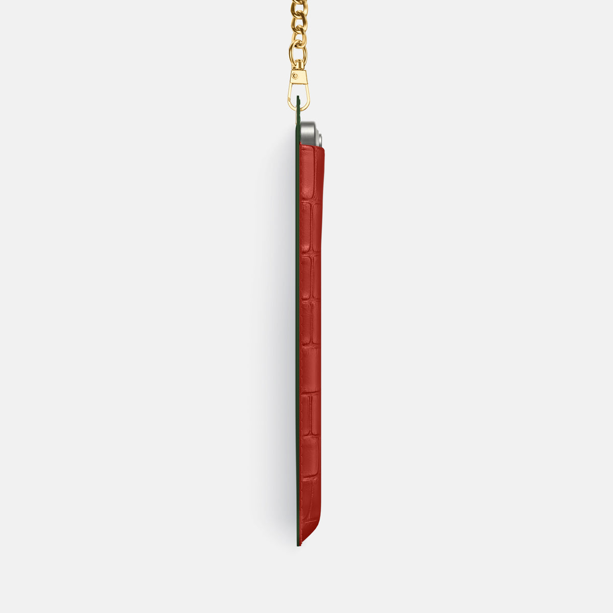 Red iPhone 16 Pro Max Crossbody Bag Alligator with Gold Metal -4 | Red-Gold