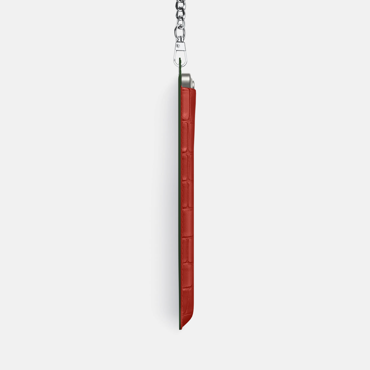 Red iPhone 16 Pro Max Crossbody Bag Alligator with Steel Metal -4 | Red-Steel