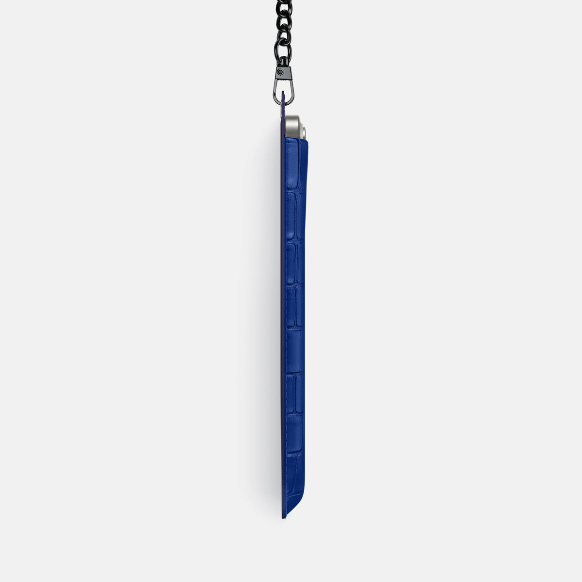 Royal Blue iPhone 16 Pro Max Crossbody Bag Alligator with Black Metal -4 | Royal-Blue-Black