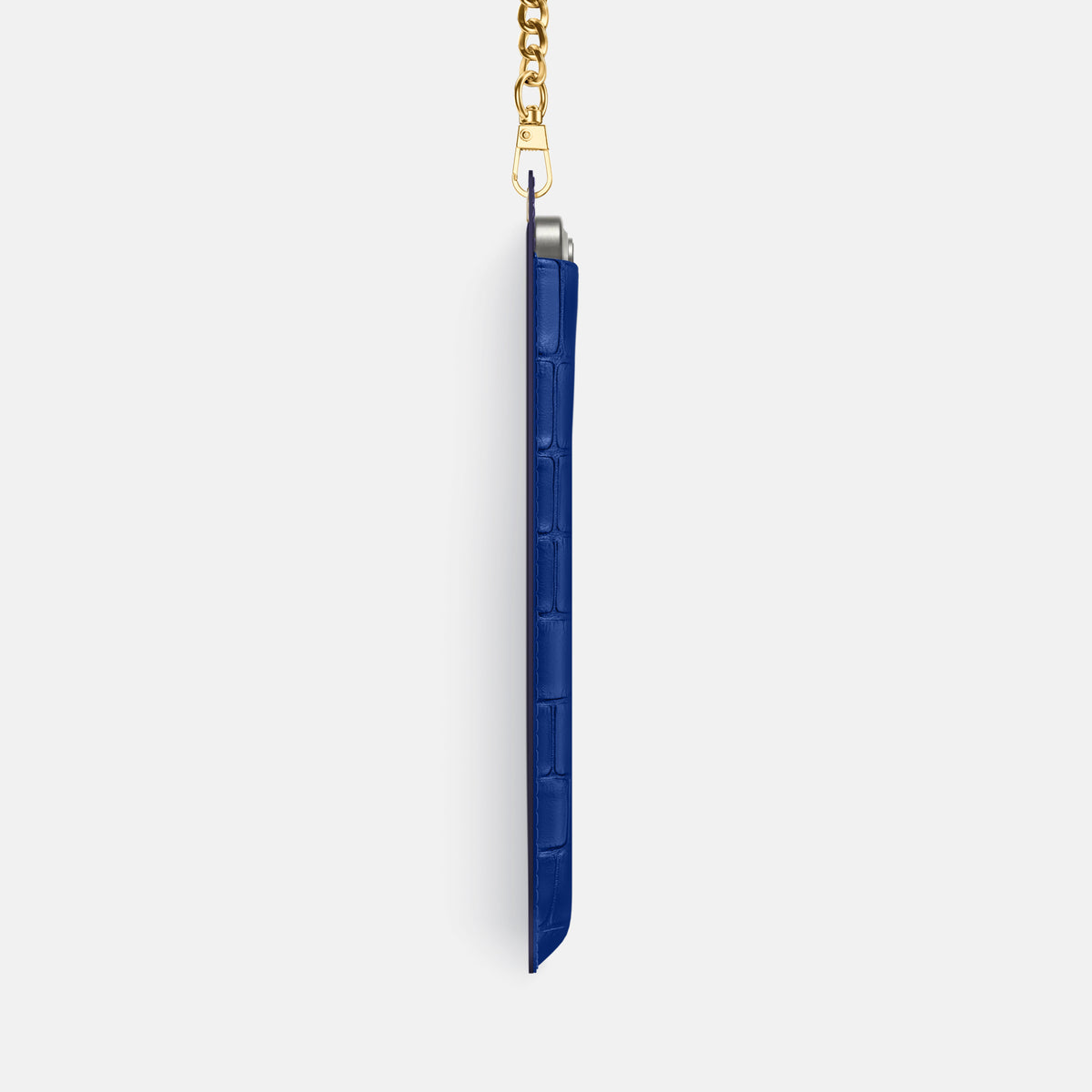 Royal Blue iPhone 16 Pro Max Crossbody Bag Alligator with Gold Metal -4 | Royal-Blue-Gold
