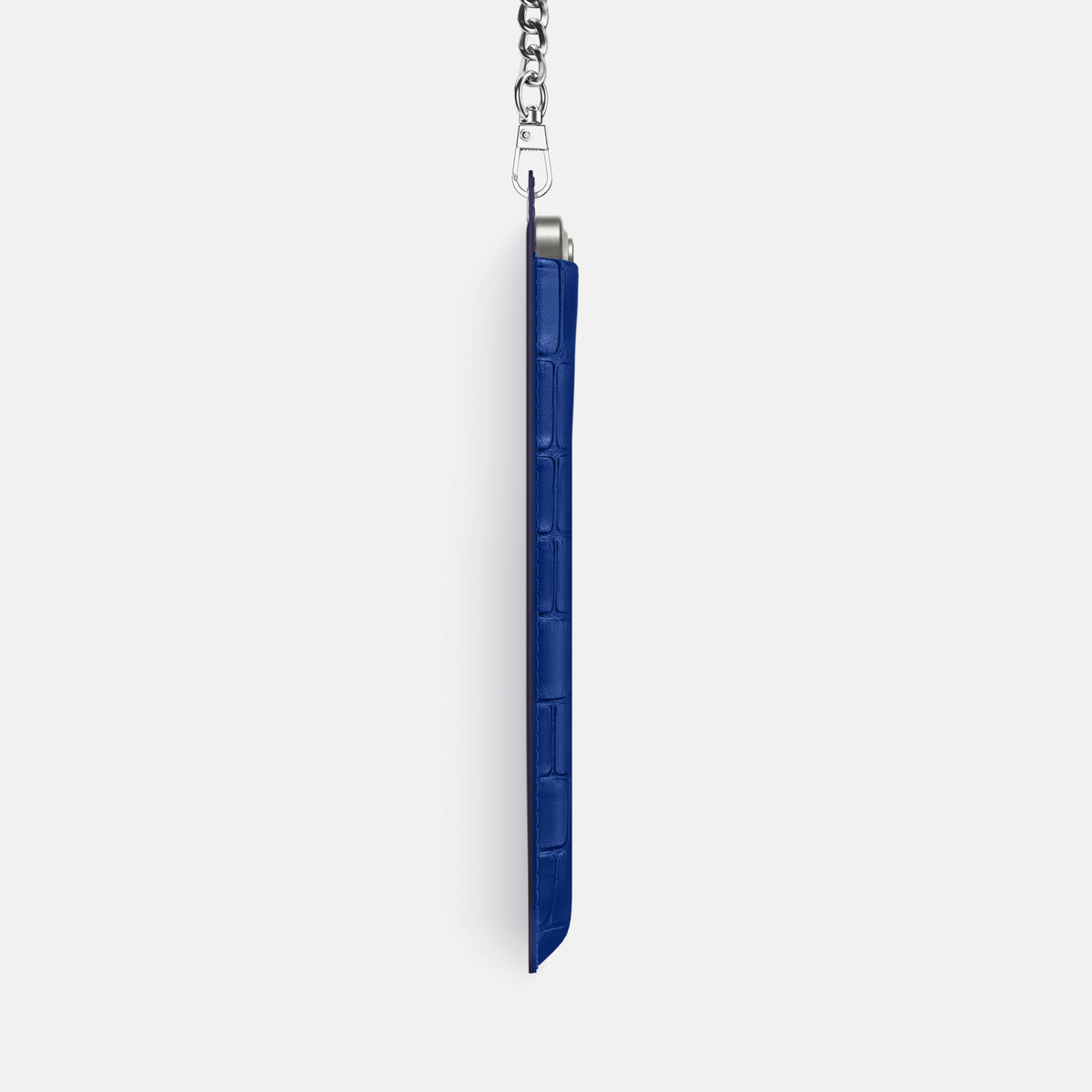 Royal Blue iPhone 16 Pro Max Crossbody Bag Alligator with Steel Metal -4 | Royal-Blue-Steel