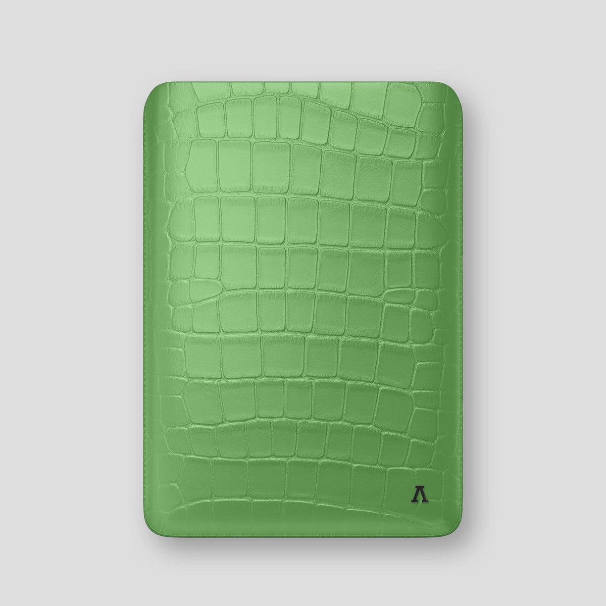 Apple-Green Sleeve For MacBook Air 13-inch (2022 / 2024) Alligator with Black Metal -1 | Apple-Green-Black