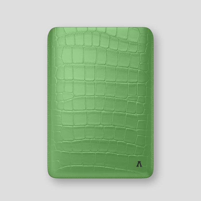 Apple-Green Sleeve For MacBook Air 13-inch (2022 / 2024) Alligator with Black Metal -1 | Apple-Green-Black