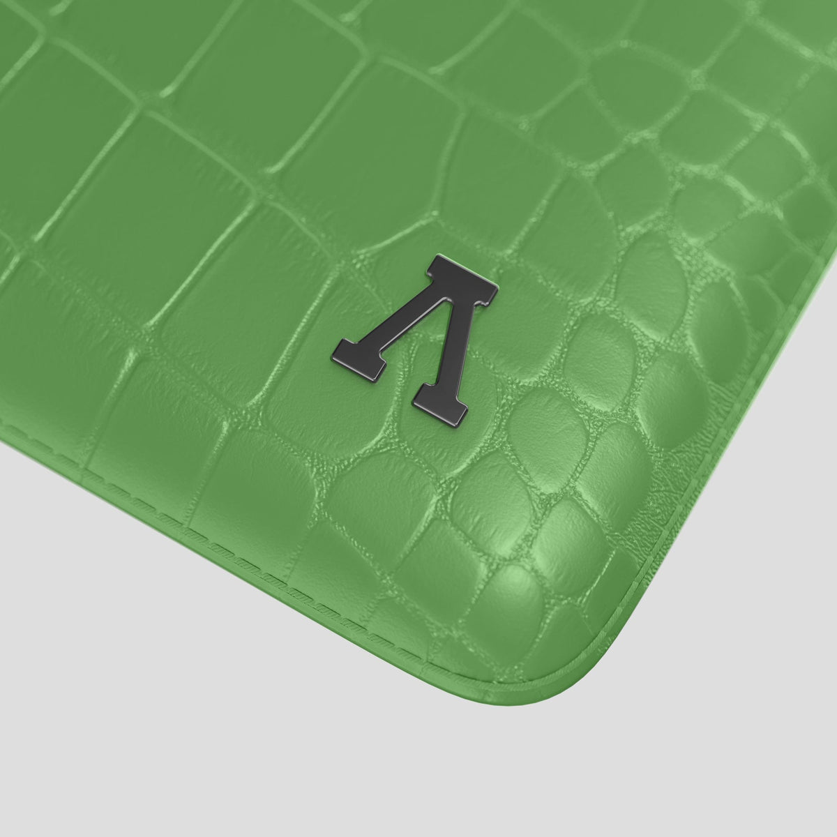 Apple-Green Sleeve For MacBook Air 13-inch (2022 / 2024) Alligator with Black Metal -5 | Apple-Green-Black