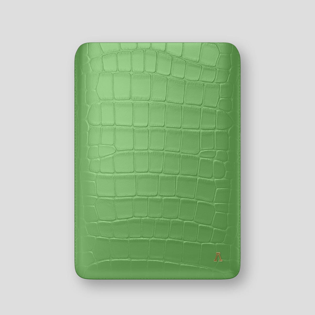 Apple-Green Sleeve For MacBook Air 13-inch (2022 / 2024) Alligator with Gold Metal -1 | Apple-Green-Gold