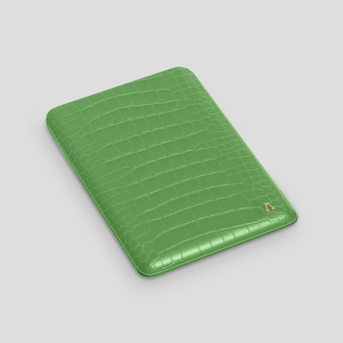 Apple-Green Sleeve For MacBook Air 13-inch (2022 / 2024) Alligator with Gold Metal -3 | Apple-Green-Gold