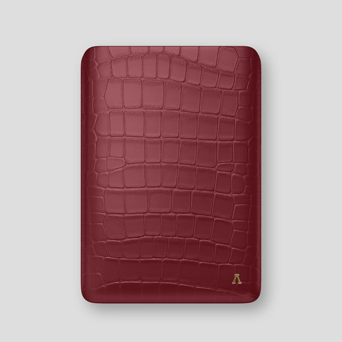 Burgundy Sleeve For MacBook Air 13-inch (2022 / 2024) Alligator with Gold Metal -1 | Burgundy-Gold