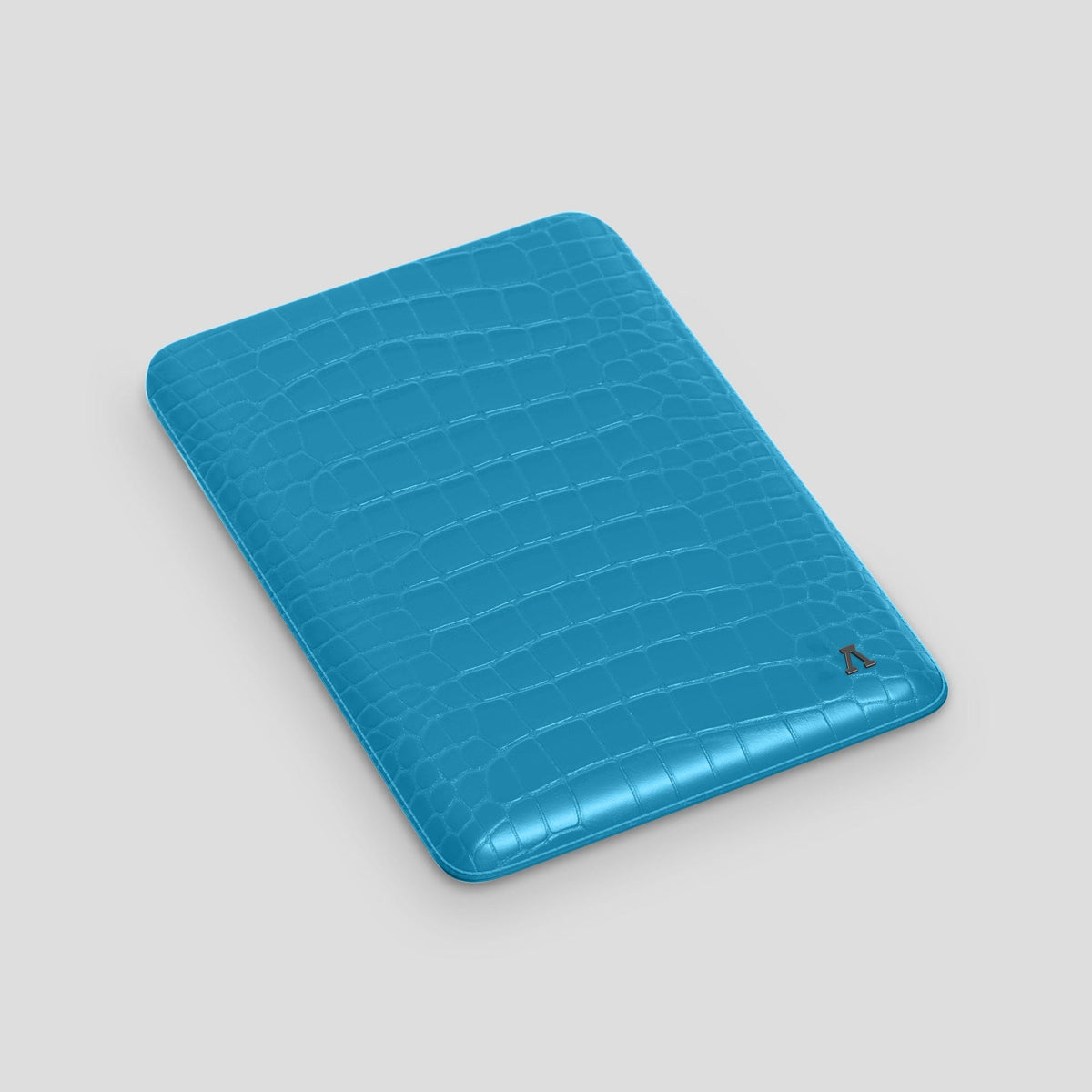 Curaçao-Blue Sleeve For MacBook Air 13-inch (2022 / 2024) Alligator with Black Metal -3 | Curaçao-Blue-Black