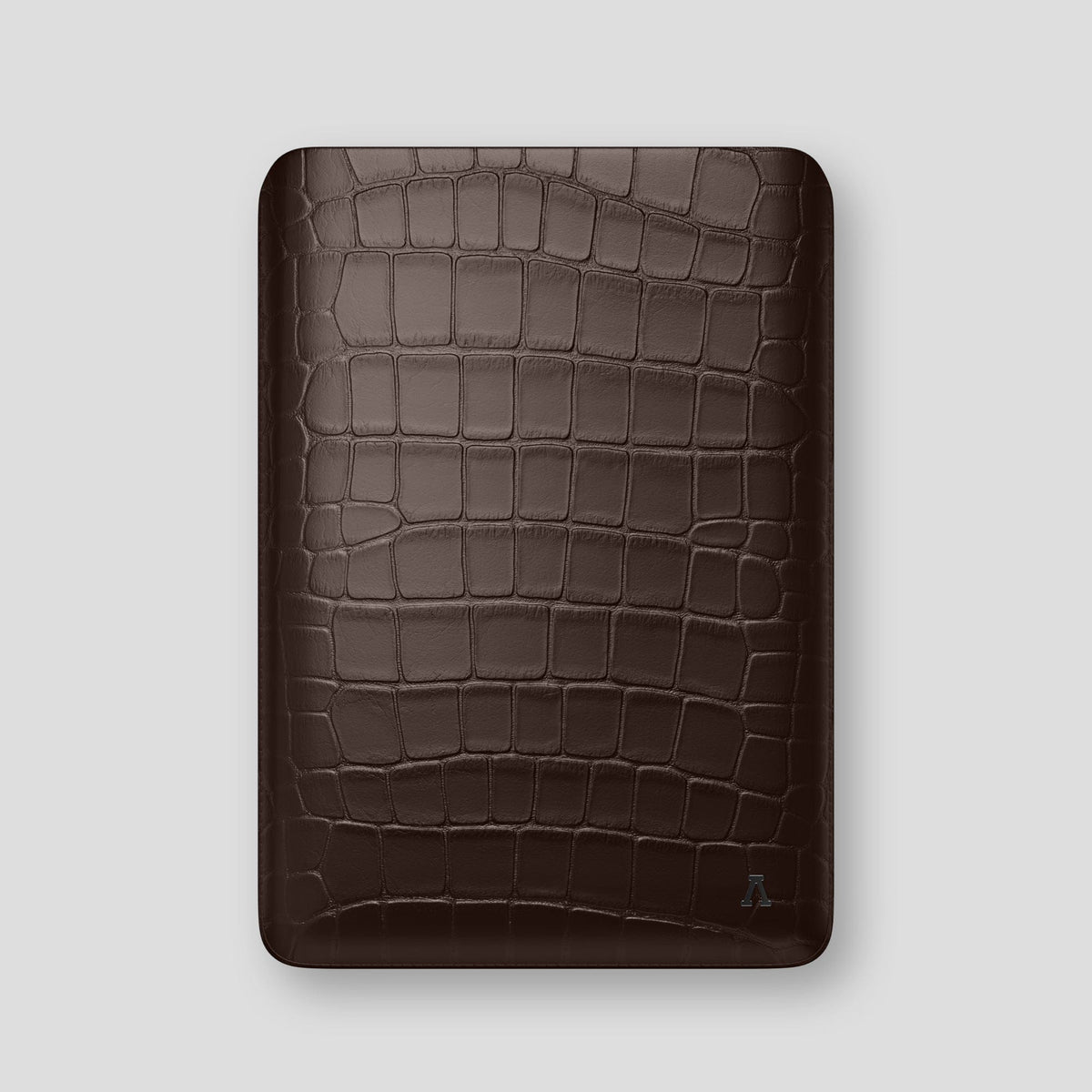 Dark-Brown Sleeve For MacBook Air 13-inch (2022 / 2024) Alligator with Black Metal -1 | Dark-Brown-Black