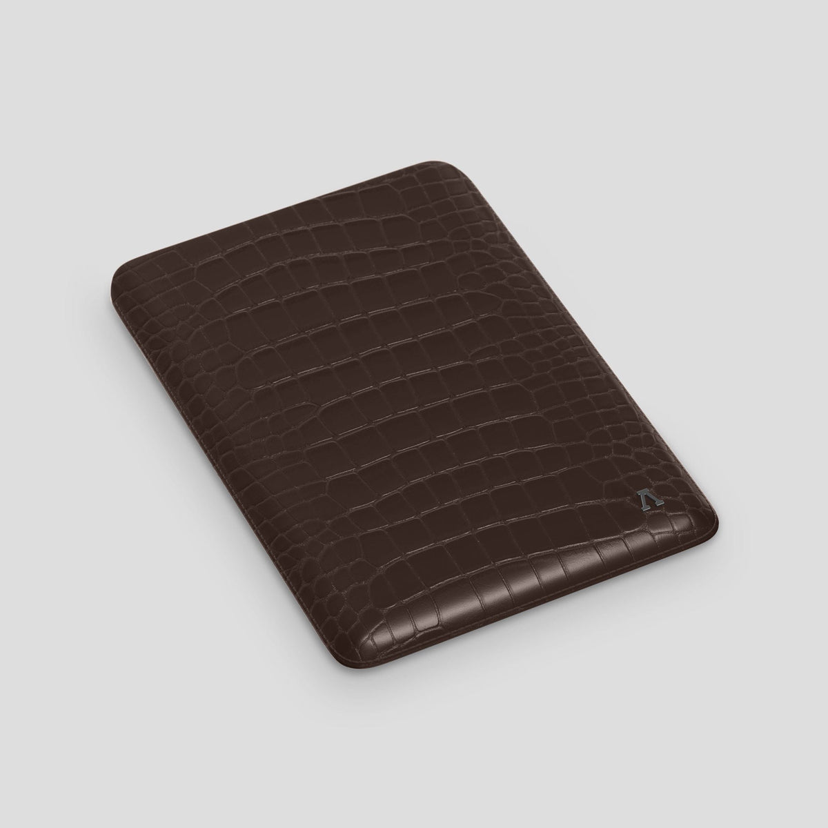 Dark-Brown Sleeve For MacBook Air 13-inch (2022 / 2024) Alligator with Black Metal -3 | Dark-Brown-Black