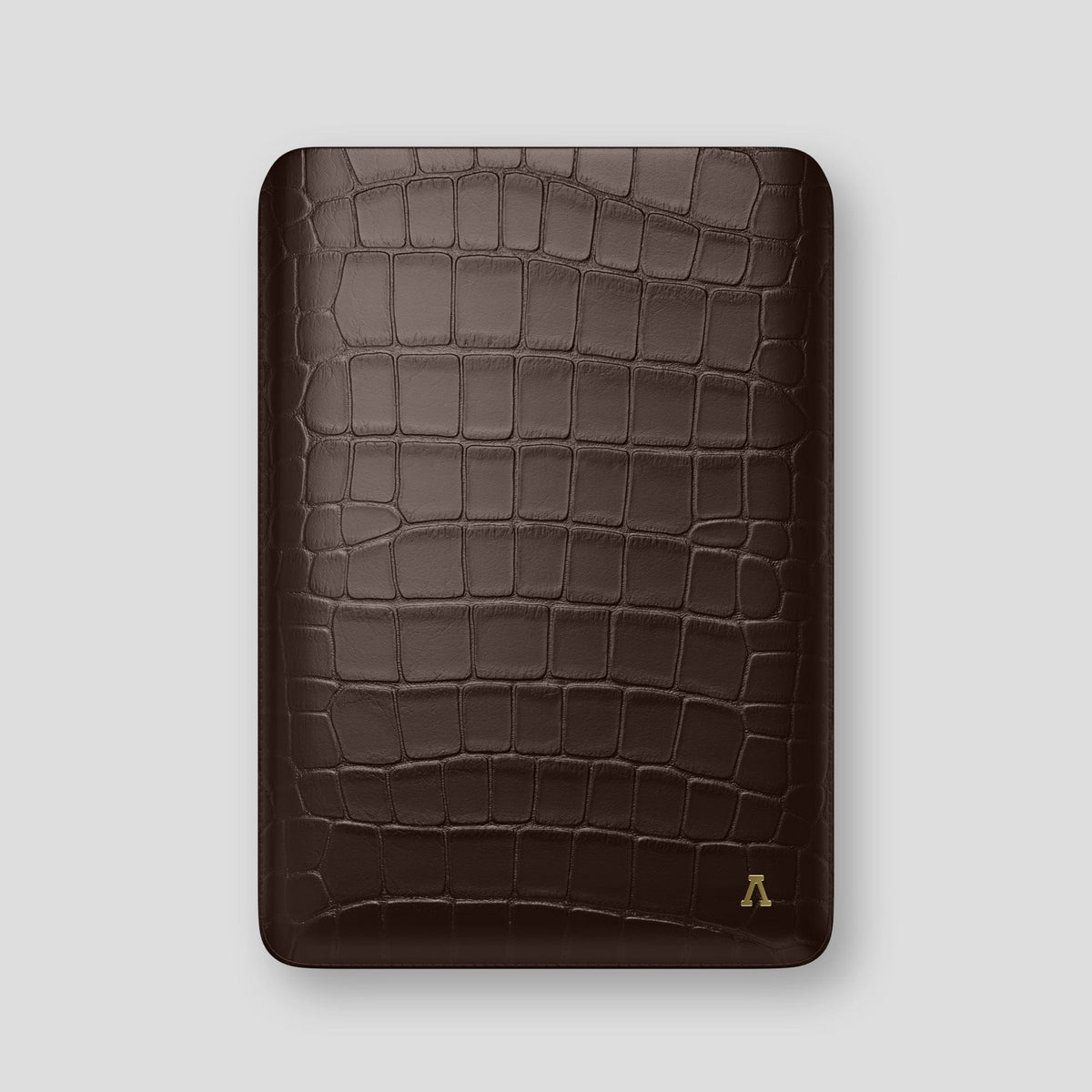 Dark-Brown Sleeve For MacBook Air 13-inch (2022 / 2024) Alligator with Gold Metal -1 | Dark-Brown-Gold