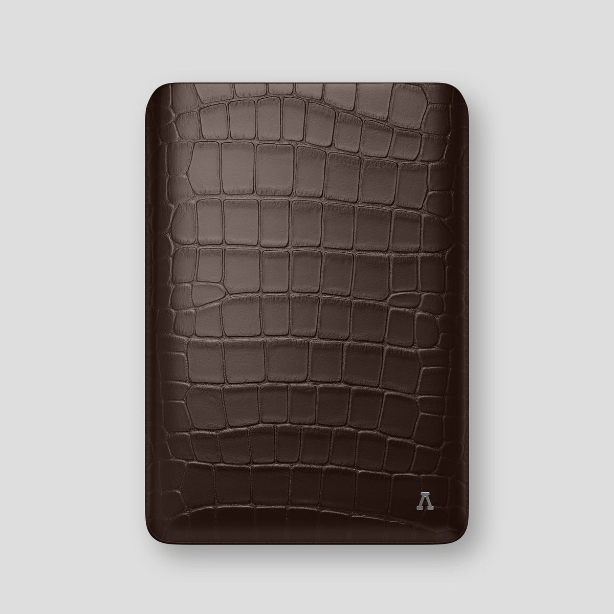 Dark-Brown Sleeve For MacBook Air 13-inch (2022 / 2024) Alligator with Steel Metal -1 | Dark-Brown-Steel