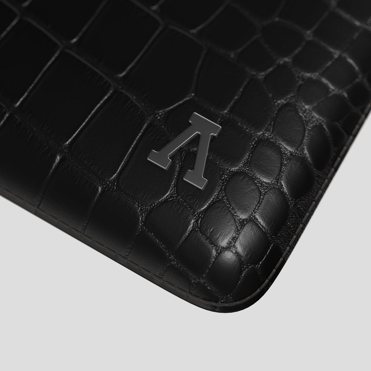 Black Sleeve For MacBook Air 13-inch (2022 / 2024) Alligator with Black Metal -5 | Black-Black