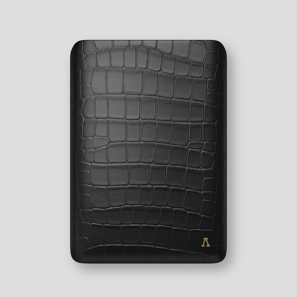 Black Sleeve For MacBook Air 13-inch (2022 / 2024) Alligator with Gold Metal -1 | Black-Gold
