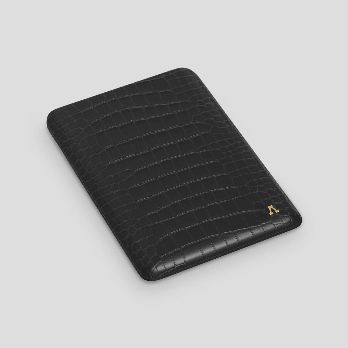 Black Sleeve For MacBook Air 13-inch (2022 / 2024) Alligator with Gold Metal -3 | Black-Gold
