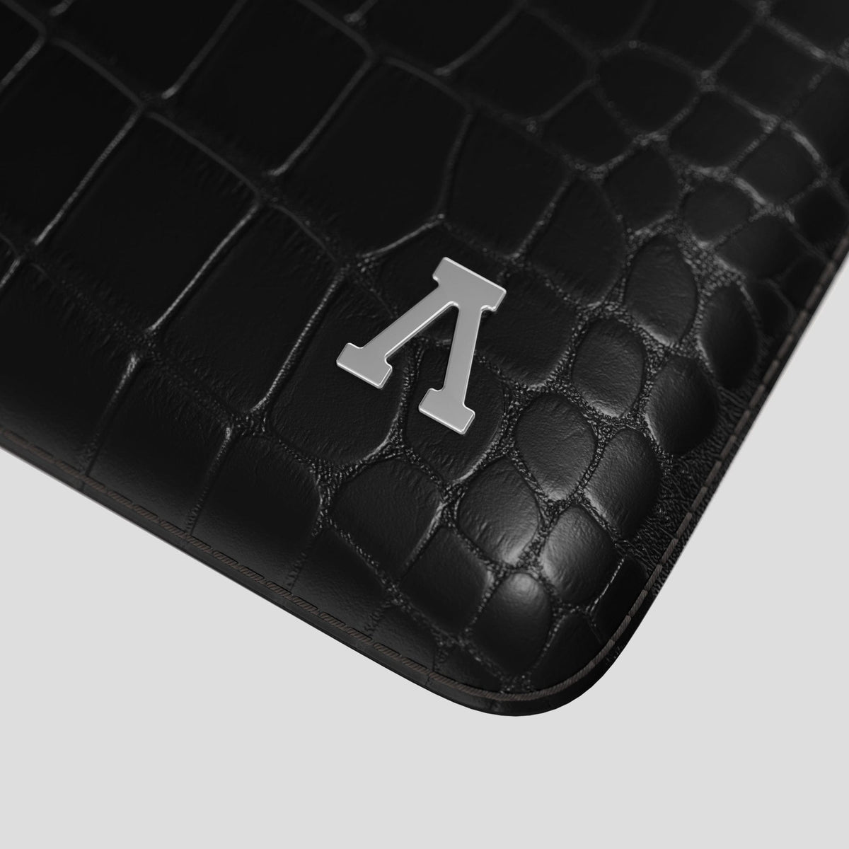 Black Sleeve For MacBook Air 13-inch (2022 / 2024) Alligator with Steel Metal -5 | Black-Steel