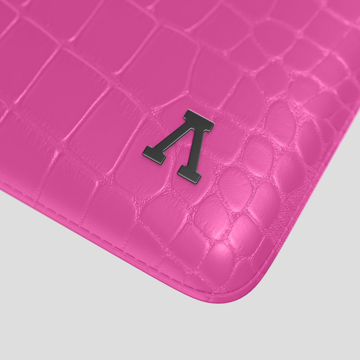 Fuchsia Sleeve For MacBook Air 13-inch (2022 / 2024) Alligator with Black Metal -5 | Fuchsia-Black