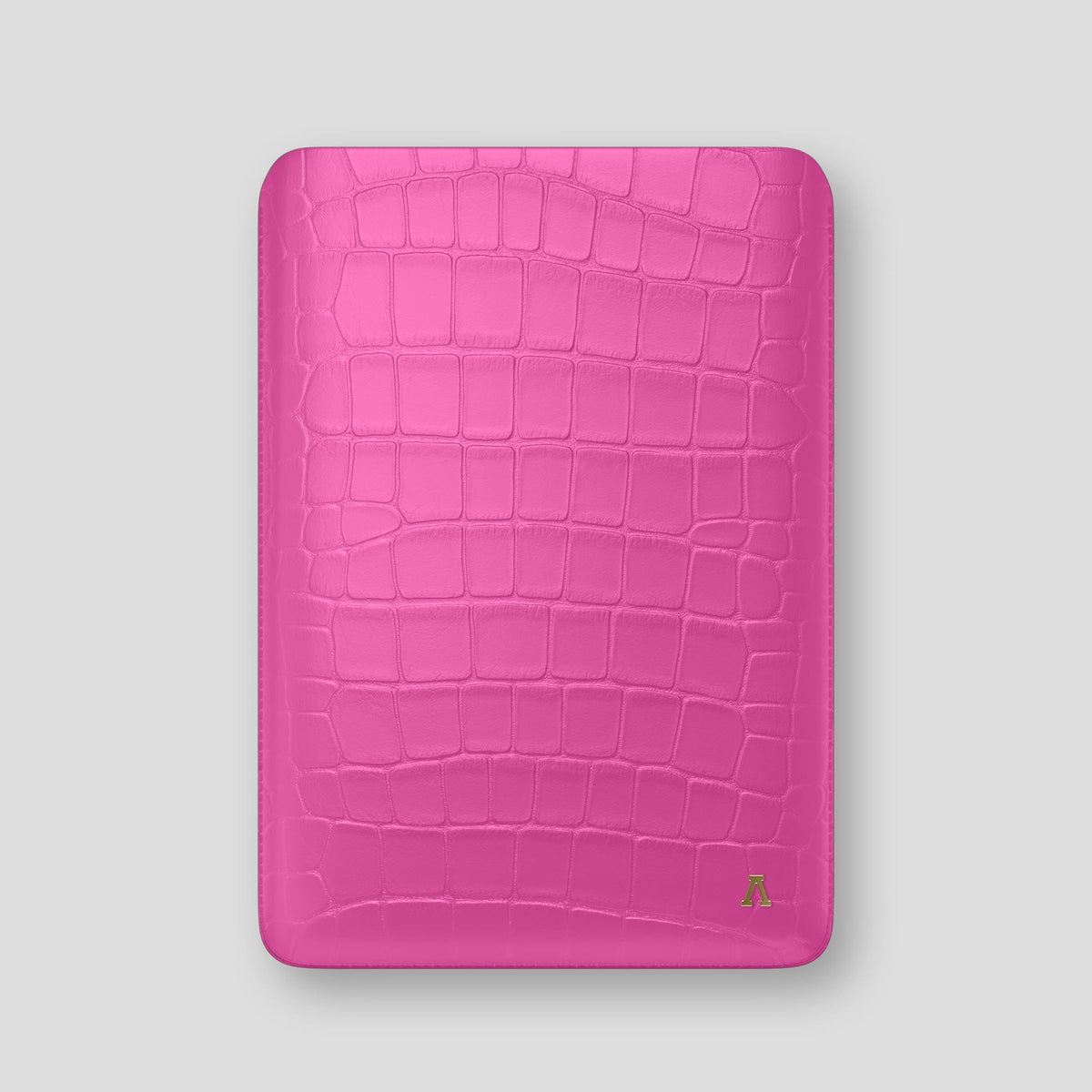 Fuchsia Sleeve For MacBook Air 13-inch (2022 / 2024) Alligator with Gold Metal -1 | Fuchsia-Gold