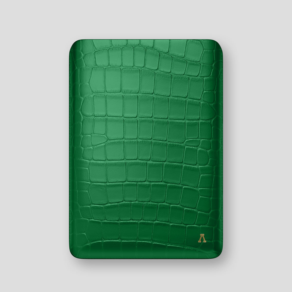 Forest-Green Sleeve For MacBook Air In Alligator with Gold Metal -1 | Forest-Green-Gold