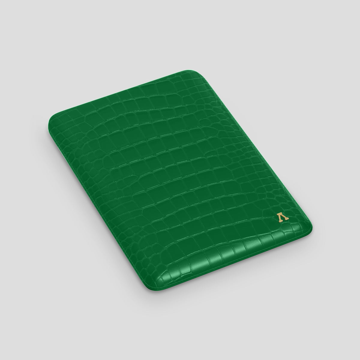 Forest-Green Sleeve For MacBook Air In Alligator with Gold Metal -3 | Forest-Green-Gold