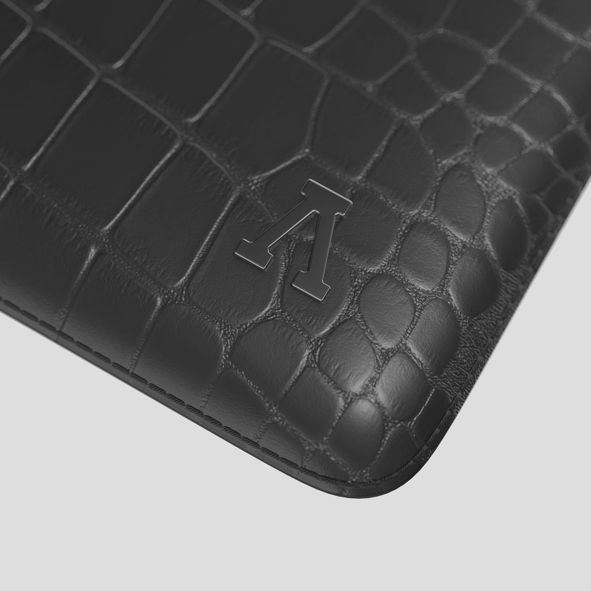 Grey Sleeve For MacBook Air 13-inch (2022 / 2024) Alligator with Black Metal -5 | Grey-Black