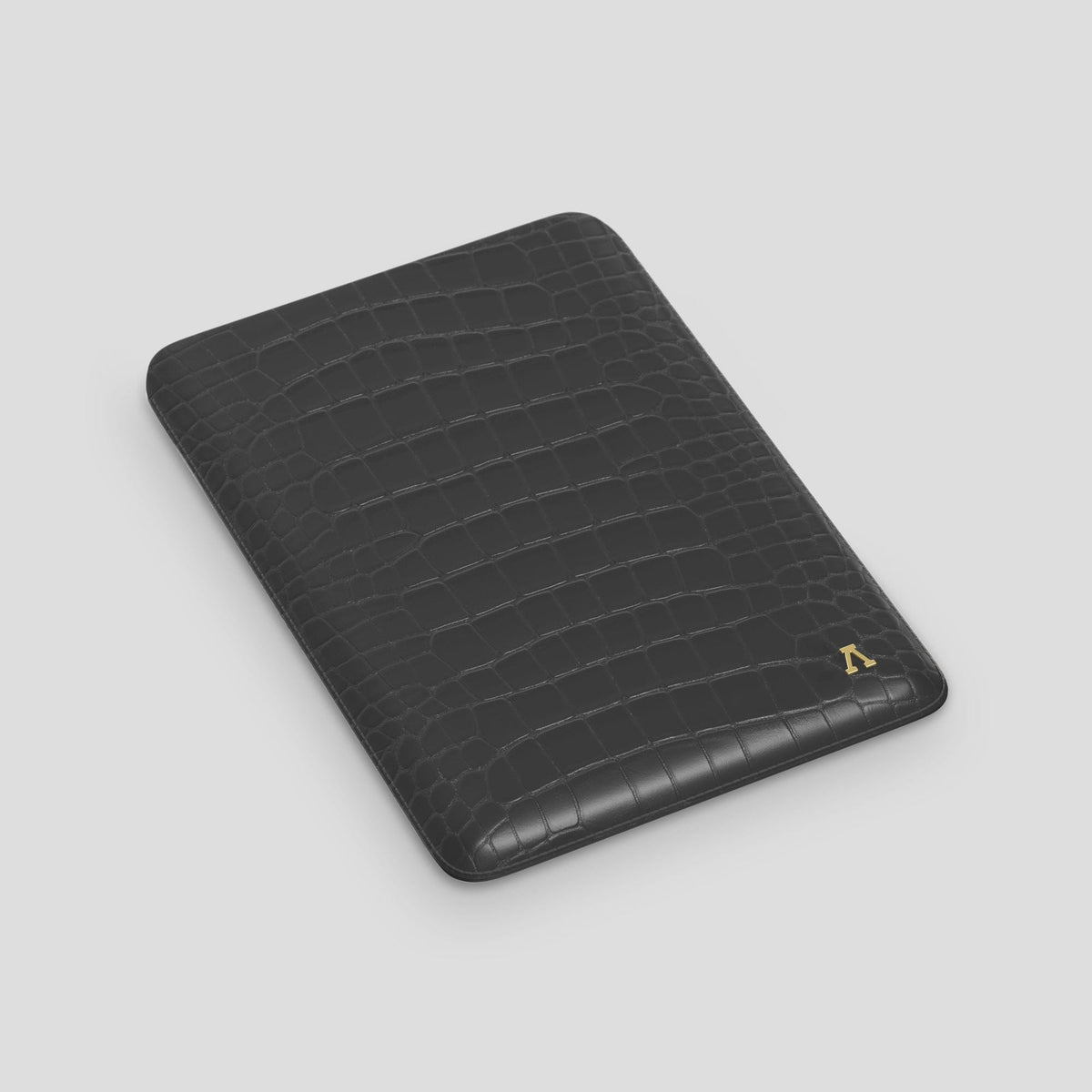 Grey Sleeve For MacBook Air 13-inch (2022 / 2024) Alligator with Gold Metal -3 | Grey-Gold