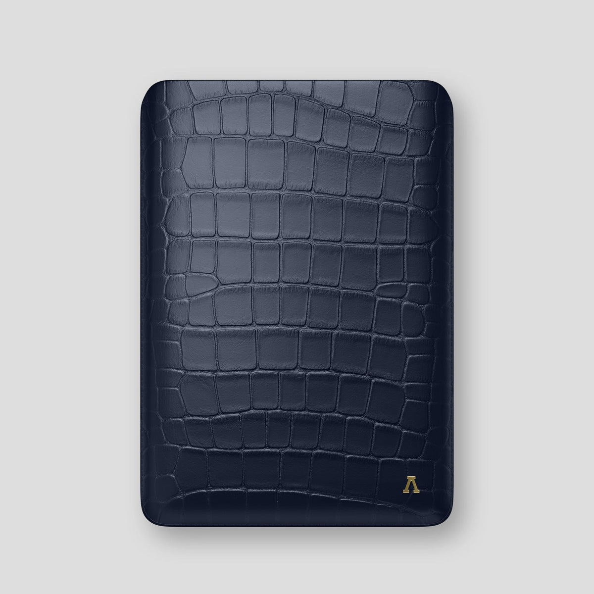 Navy Blue Sleeve For MacBook Air 13-inch (2022 / 2024) Alligator with Gold Metal -1 | Navy-Blue-Gold