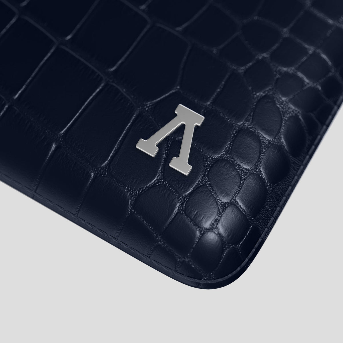 Navy Blue Sleeve For MacBook Air 13-inch (2022 / 2024) Alligator with Steel Metal -5 | Navy-Blue-Steel