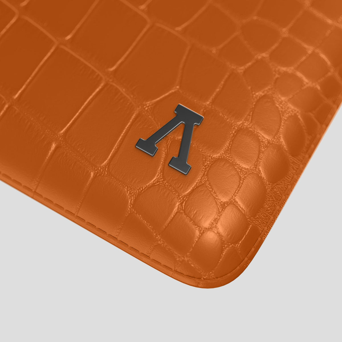 Orange Sleeve For MacBook Air 13-inch (2022 / 2024) Alligator with Black Metal -5 | Orange-Black