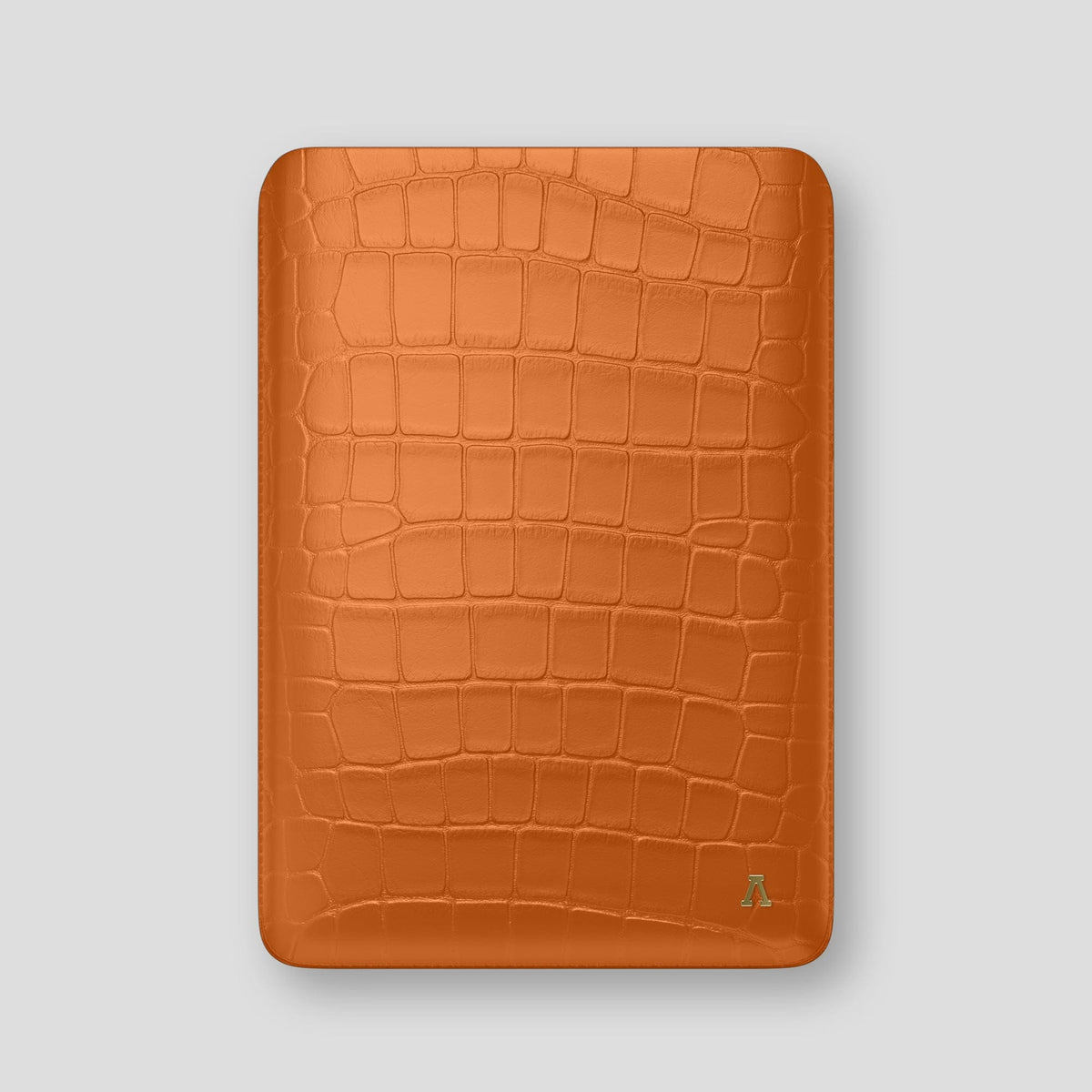Orange Sleeve For MacBook Air 13-inch (2022 / 2024) Alligator with Gold Metal -1 | Orange-Gold