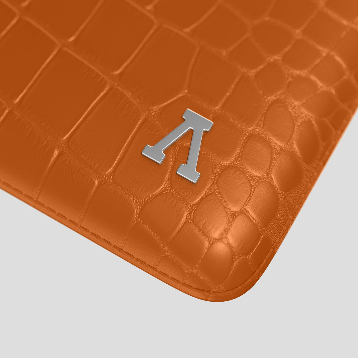 Orange Sleeve For MacBook Air 13-inch (2022 / 2024) Alligator with Steel Metal -5 | Orange-Steel