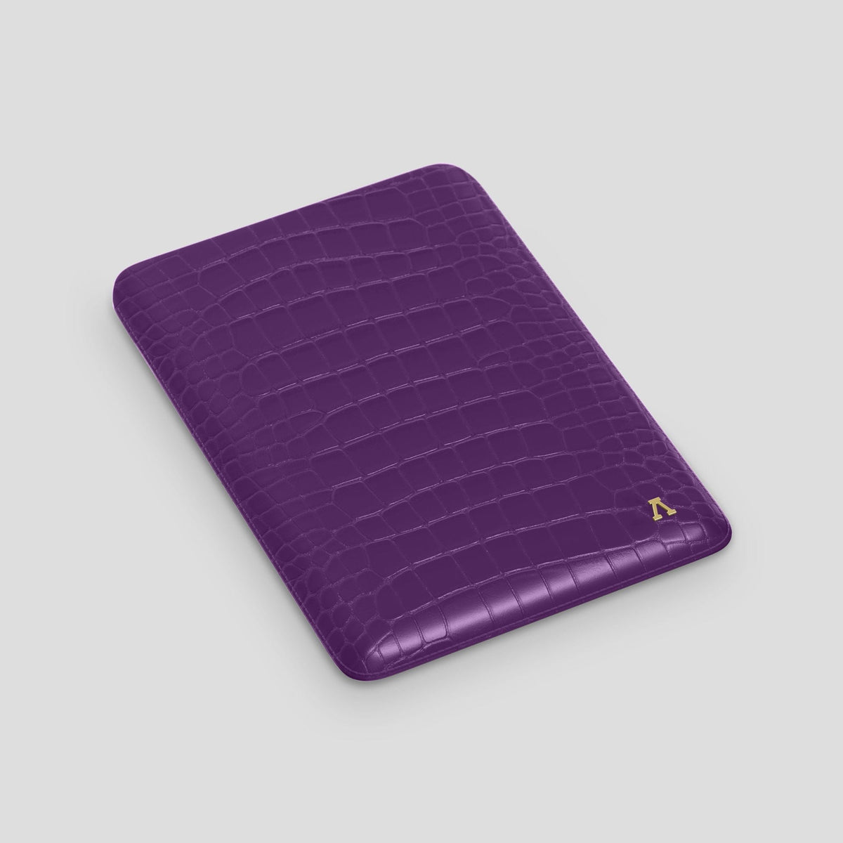 Purple Sleeve For MacBook Air 13-inch (2022 / 2024) Alligator with Gold Metal -3 | Purple-Gold