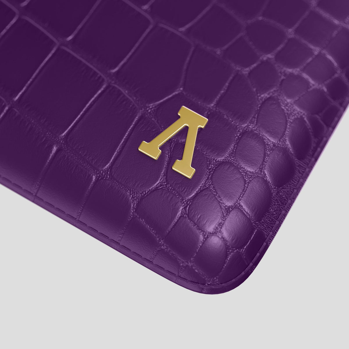 Purple Sleeve For MacBook Air 13-inch (2022 / 2024) Alligator with Gold Metal -5 | Purple-Gold