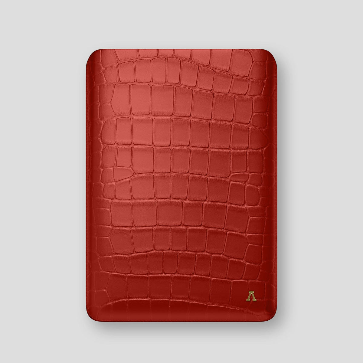 Red Sleeve For MacBook Air 13-inch (2022 / 2024) Alligator with Gold Metal -1 | Red-Gold