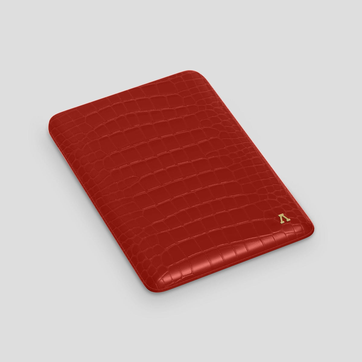 Red Sleeve For MacBook Air 13-inch (2022 / 2024) Alligator with Gold Metal -3 | Red-Gold