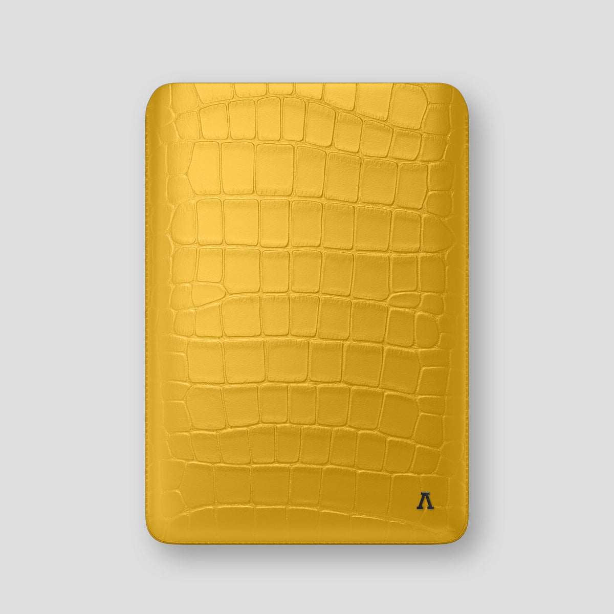 Yellow Sleeve For MacBook Air 13-inch (2022 / 2024) Alligator with Black Metal -1 | Yellow-Black