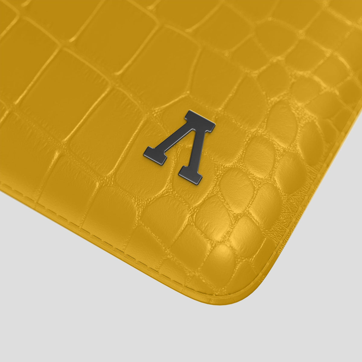 Yellow Sleeve For MacBook Air 13-inch (2022 / 2024) Alligator with Black Metal -5 | Yellow-Black