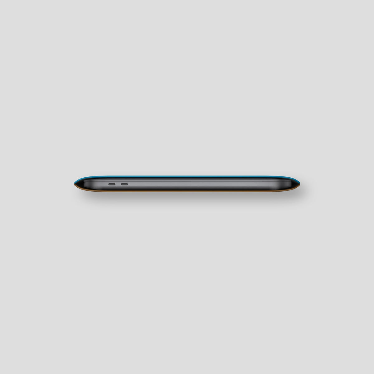 Curaçao-Blue Sleeve For MacBook Air 13-inch (2022 / 2024) Alligator with Black Metal -4 | Curaçao-Blue-Black