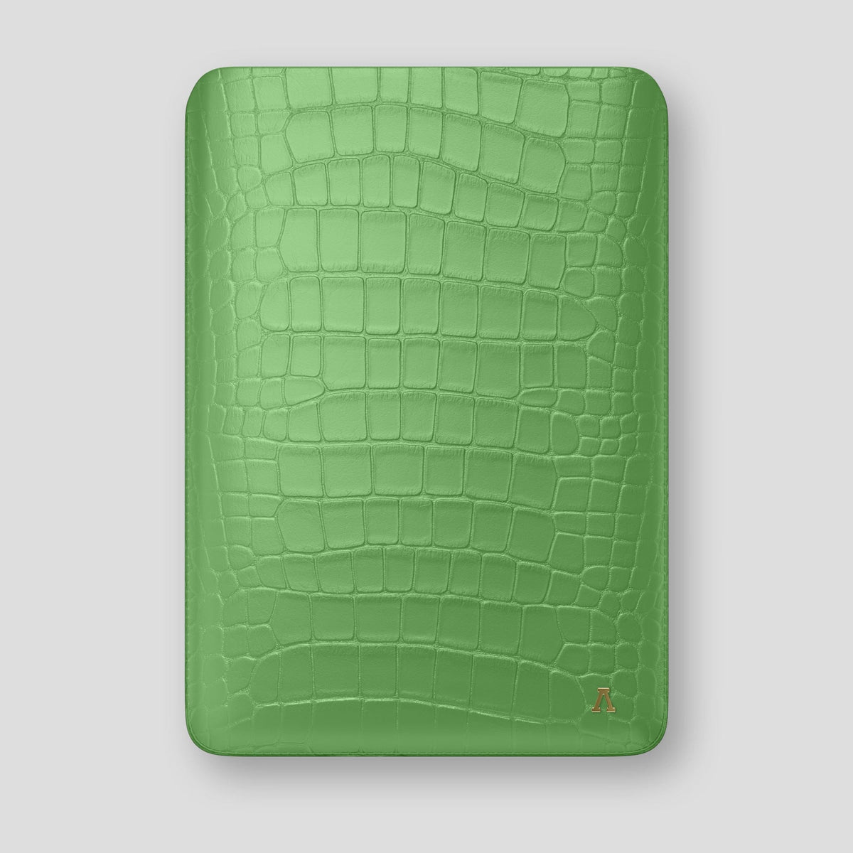 Apple-Green Sleeve For MacBook Air 15-inch (2023 / 2024) Alligator with Gold Metal -1 | Apple-Green-Gold