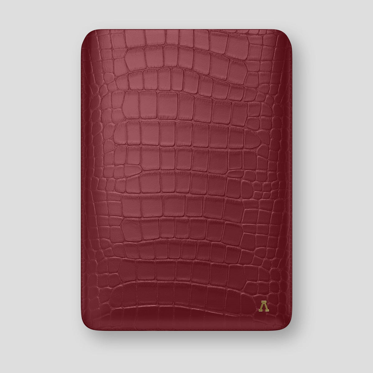 Burgundy Sleeve For MacBook Air 15-inch (2023 / 2024) Alligator with Gold Metal -1 | Burgundy-Gold