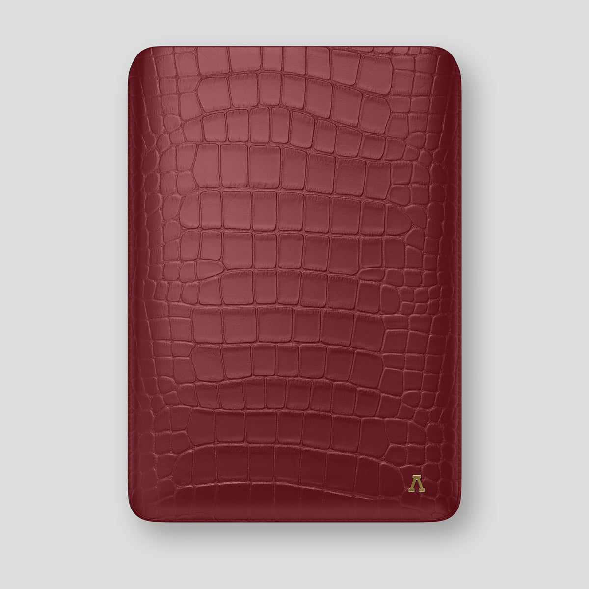 Burgundy Sleeve MacBook Pro 16-inch In Alligator with Gold Metal -1 | Burgundy-Gold