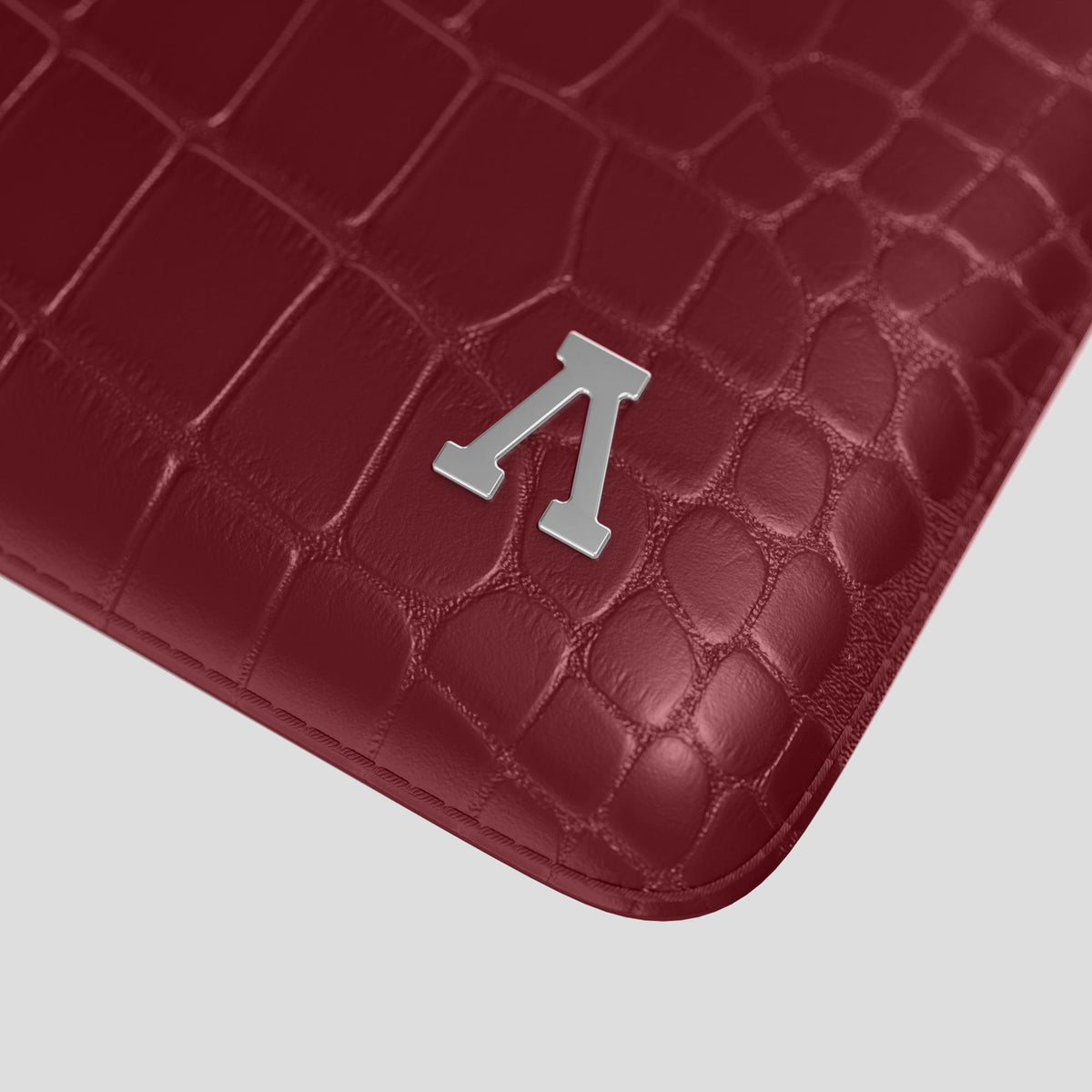 Burgundy Sleeve For MacBook Air 15-inch (2023 / 2024) Alligator with Steel Metal -5 | Burgundy-Steel
